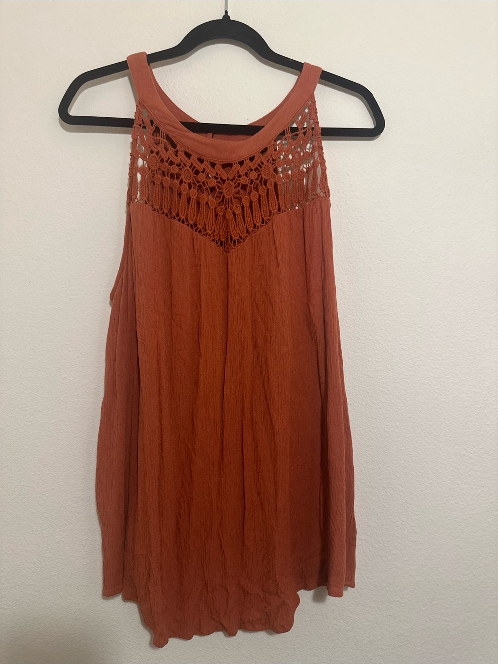 torrid Rust Crochet Yoke Sleeveless Tank Top